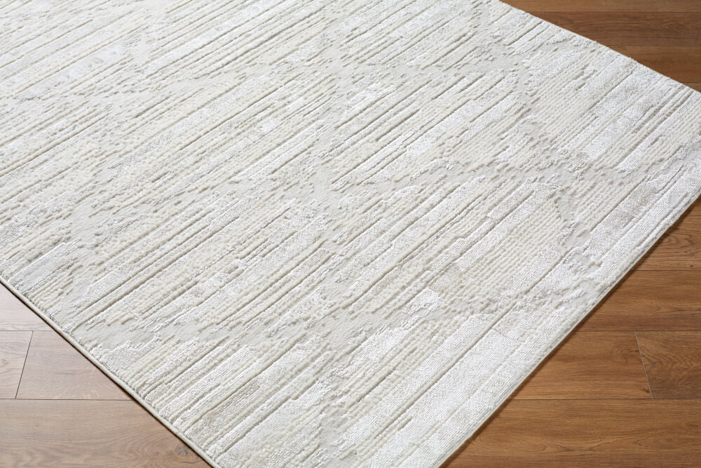 Wolly Cream/White Machine Woven Rug WOY-2308 - corner