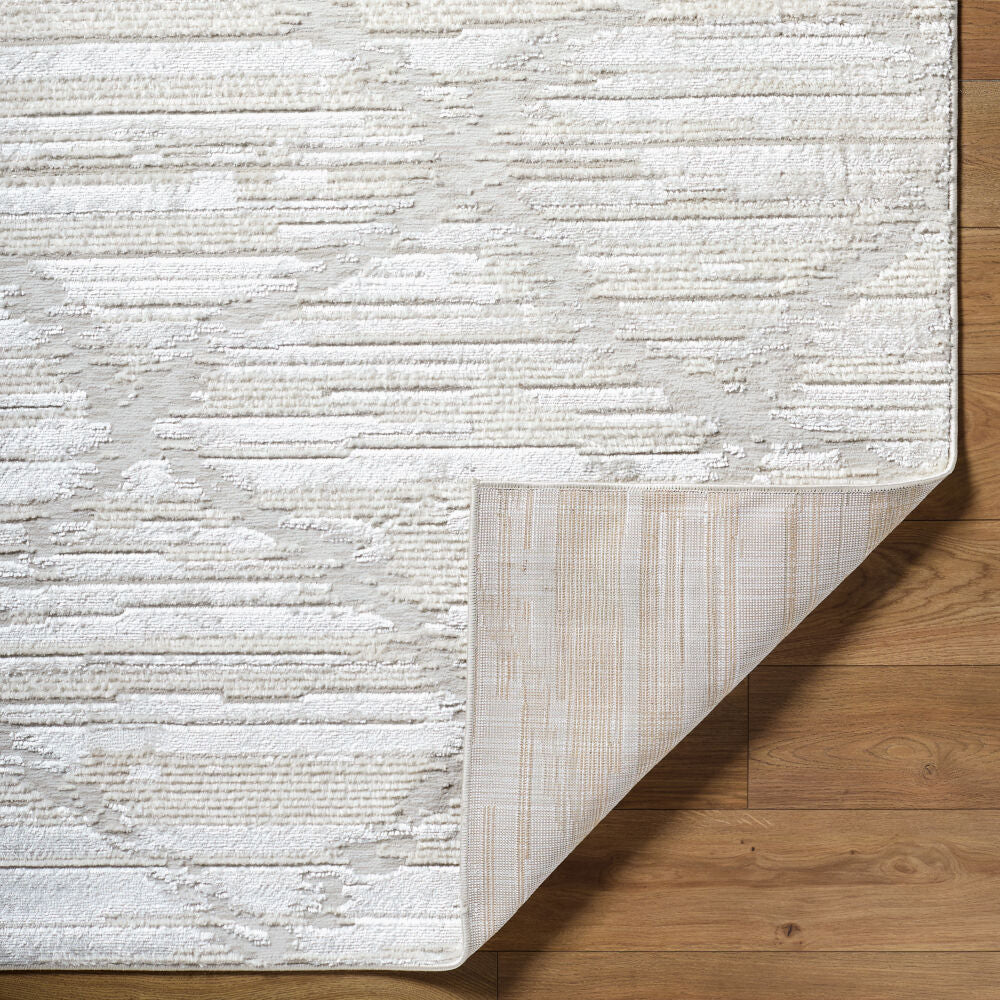Wolly Cream/White Machine Woven Rug WOY-2308 - fold