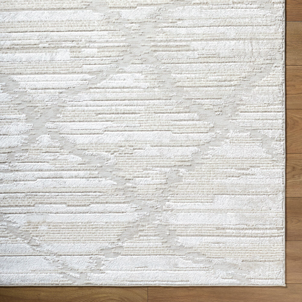 Wolly Cream/White Machine Woven Rug WOY-2308 - overhead