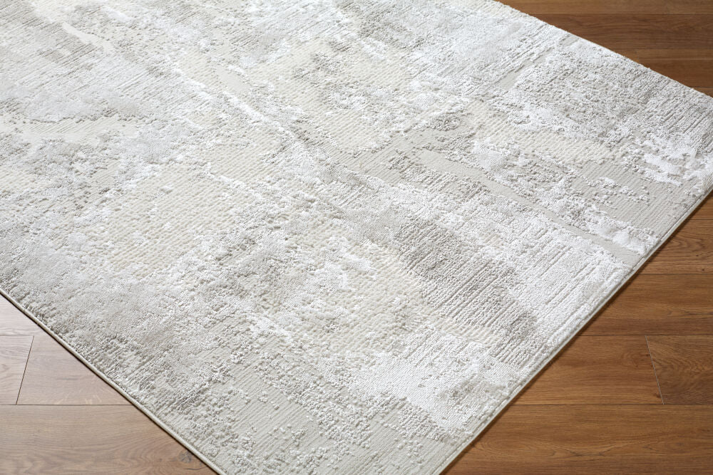 Wolly Cream/White Machine Woven Rug WOY-2309 - corner