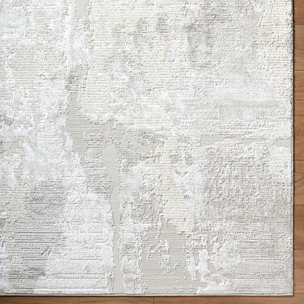 Wolly Cream/White Machine Woven Rug WOY-2309 - overhead