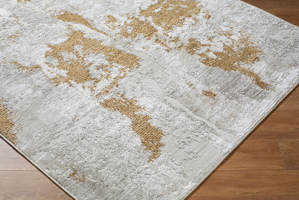 Wolly Ivory/White Machine Woven Rug - corner