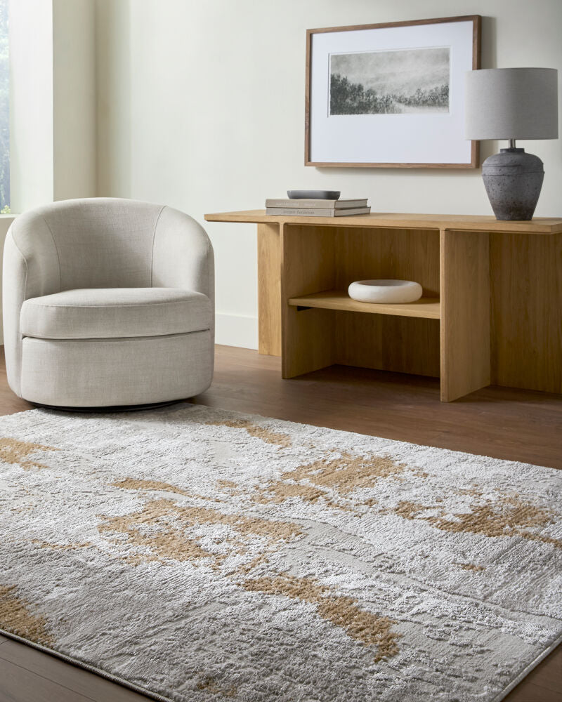Wolly Ivory/White Machine Woven Rug - roomscene