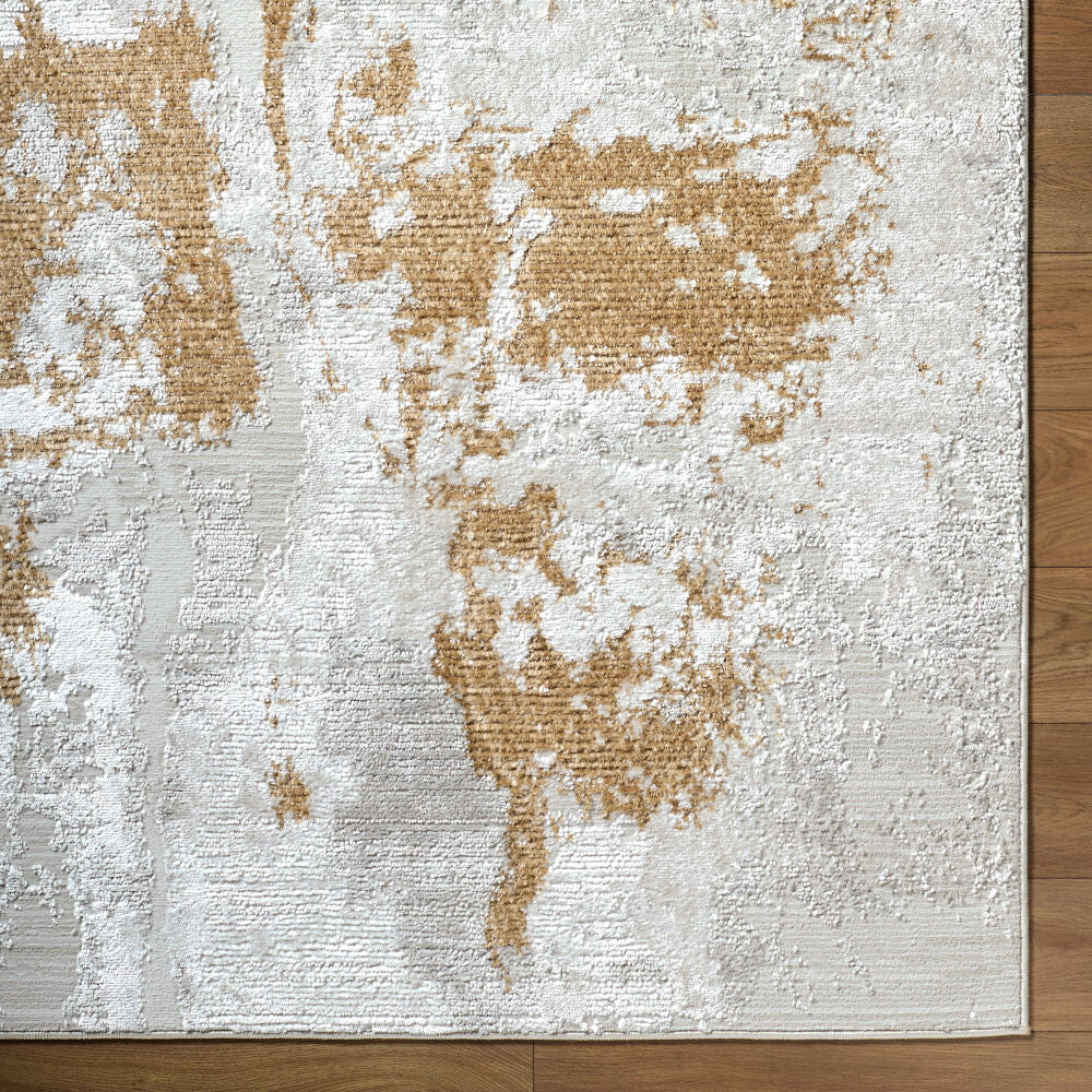 Wolly Ivory/White Machine Woven Rug - overhead