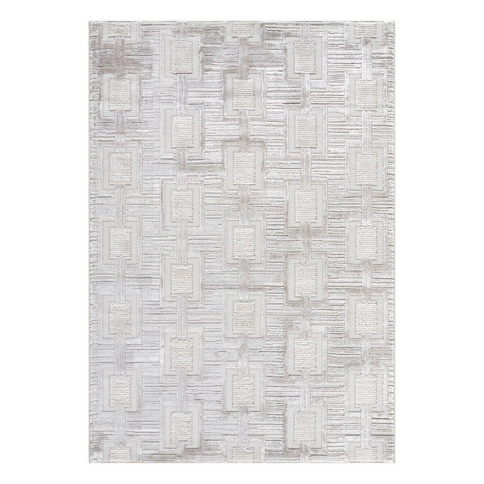 Wolly Cream/White Machine Woven Rug WOY-2311 - 5'3" x 7'