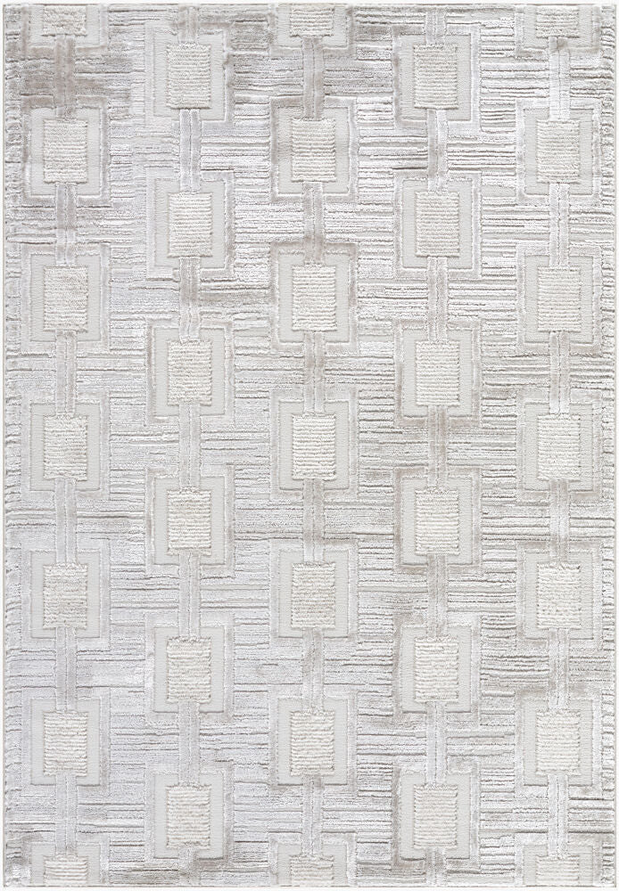Wolly Cream/White Machine Woven Rug WOY-2311 - 5'3" x 7'