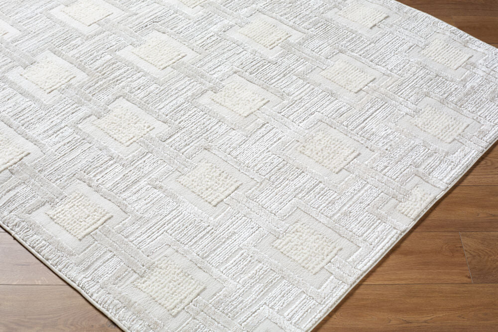 Wolly Cream/White Machine Woven Rug WOY-2311 - corner
