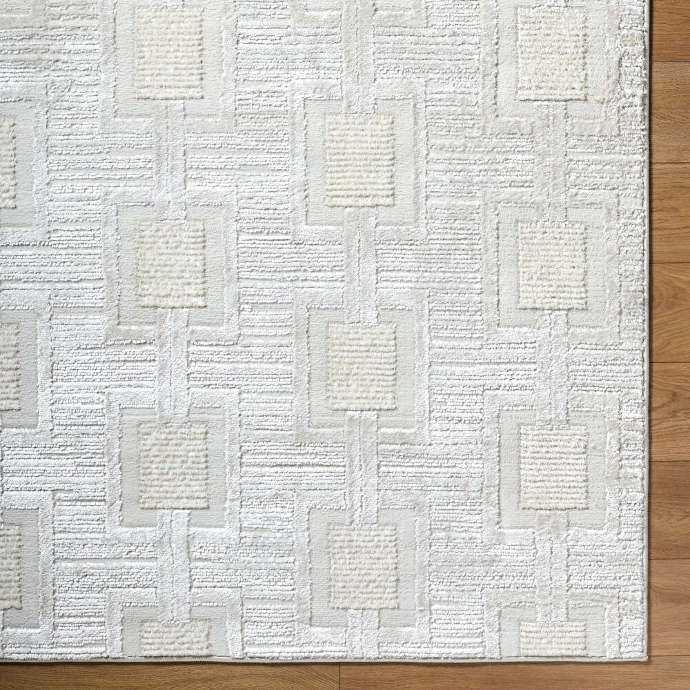 Wolly Cream/White Machine Woven Rug WOY-2311 - overhead