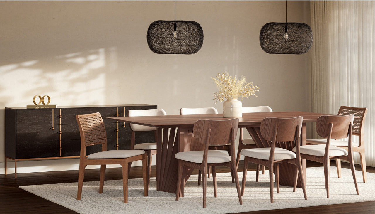 Modern Brazilian - Larissa Side Chair - Harvest Natural Upholstery - Nogal Frame