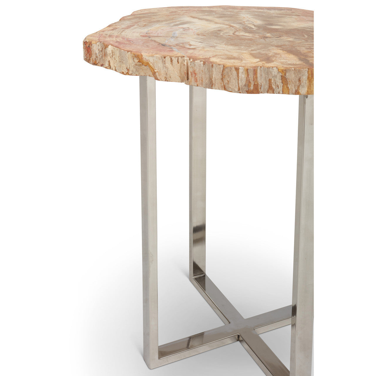 Relique - Eliza End Table - Polished Stainless Steel Base - Natural Light Top