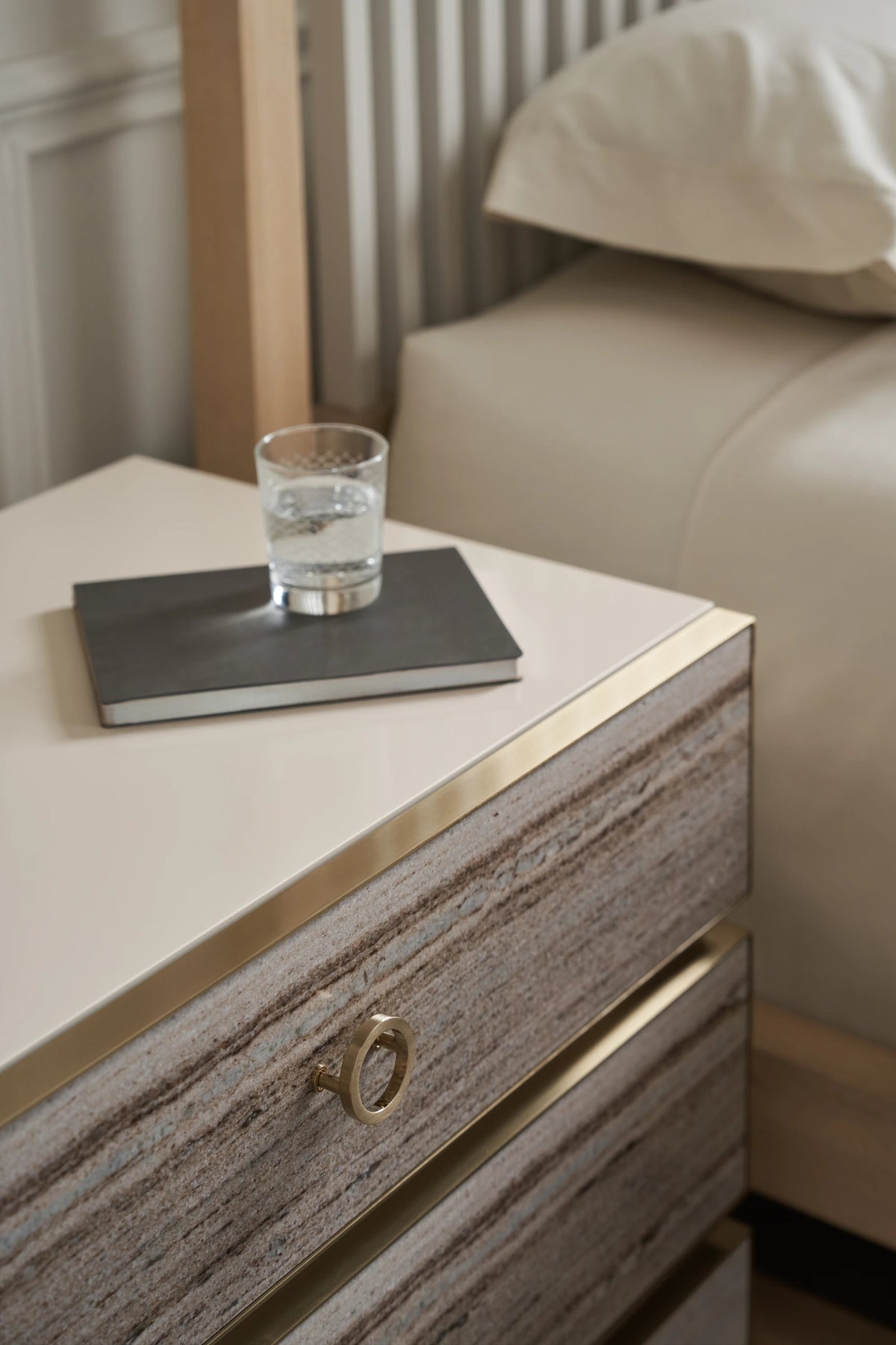 Bedrock Nightstand Almond Milk 34" by Caracole - view 4