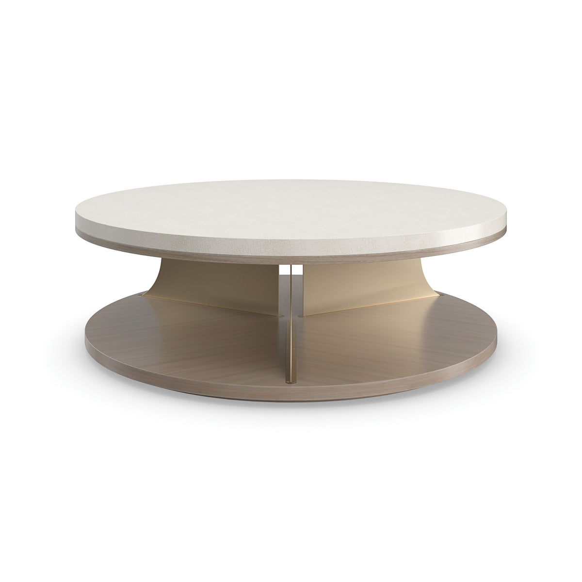 Braces Brushed Gold Coffee Table 48" by Caracole