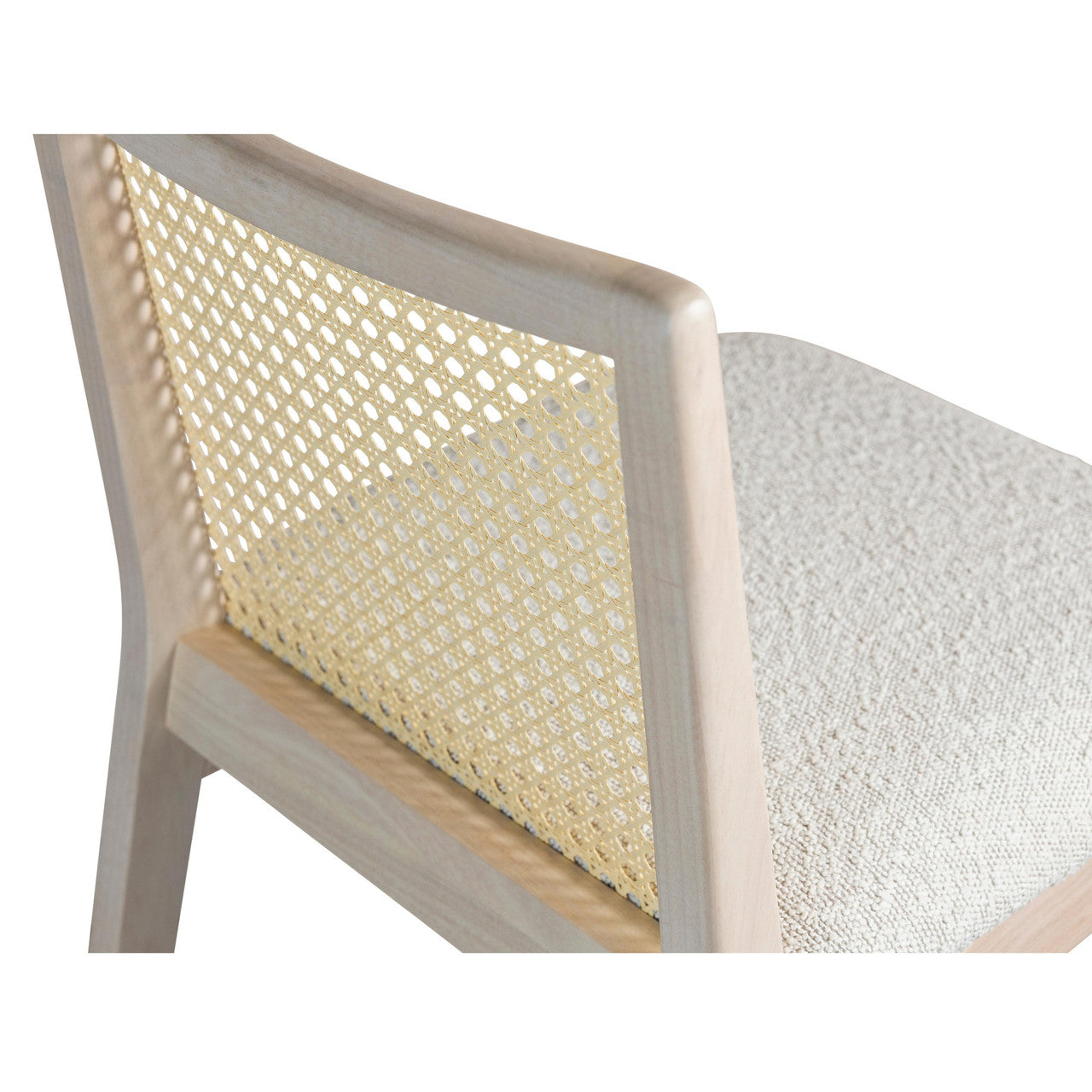Modern Brazilian - Nardia - Cane Bar Stool - Bouclé Crafted Glaze Seat - Nevoa Frame - Natural Cane Webbing