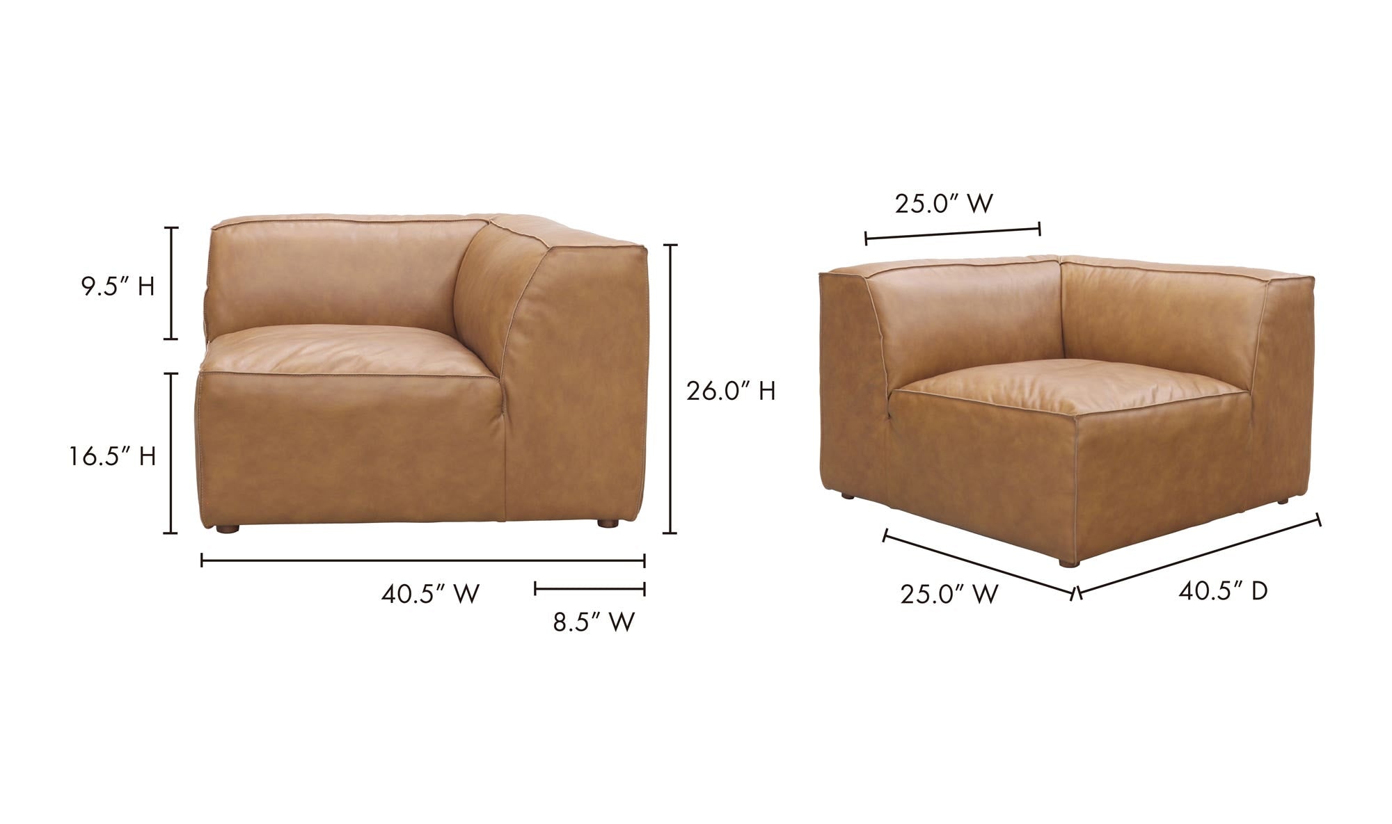 Form Corner Chair Sonoran Tan Leather by Moe's Home Collection - view 16