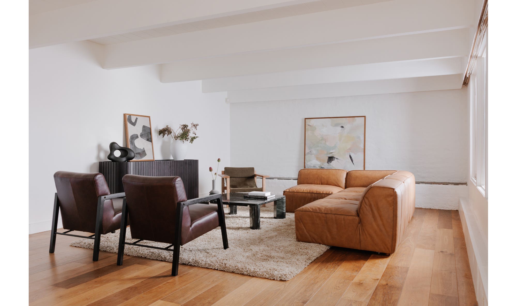 Form Slipper Chair Sonoran Tan Leather by Moe's Home Collection - view 9