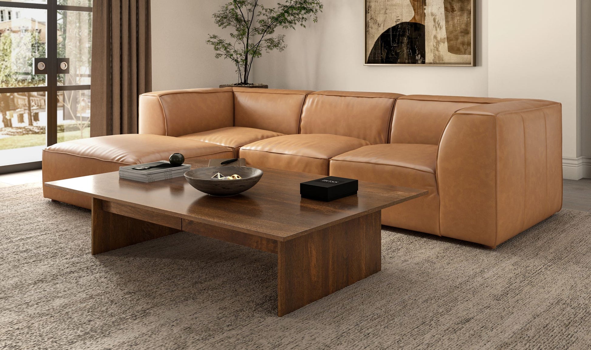 Form Lounge Modular Sectional Sonoran Tan Leather by Moe's Home Collection - view 11