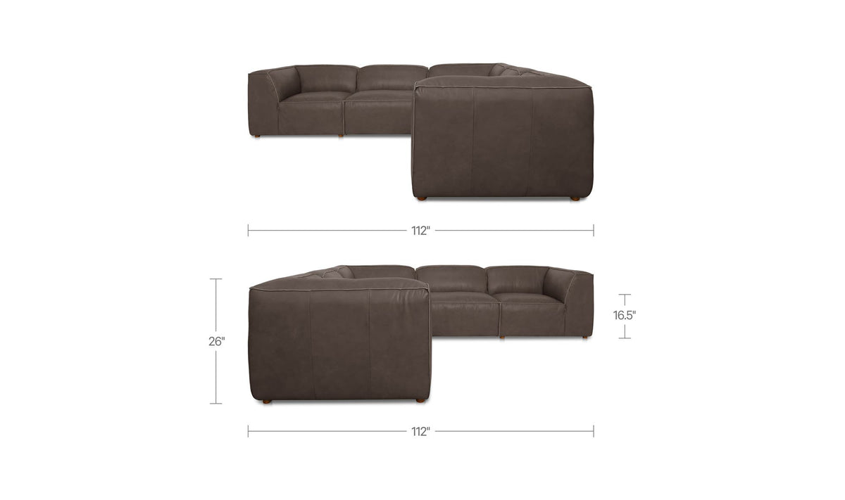Form Classic L-Shaped Modular Sectional Slate Brown Leather by Moe's Home Collection - view 8