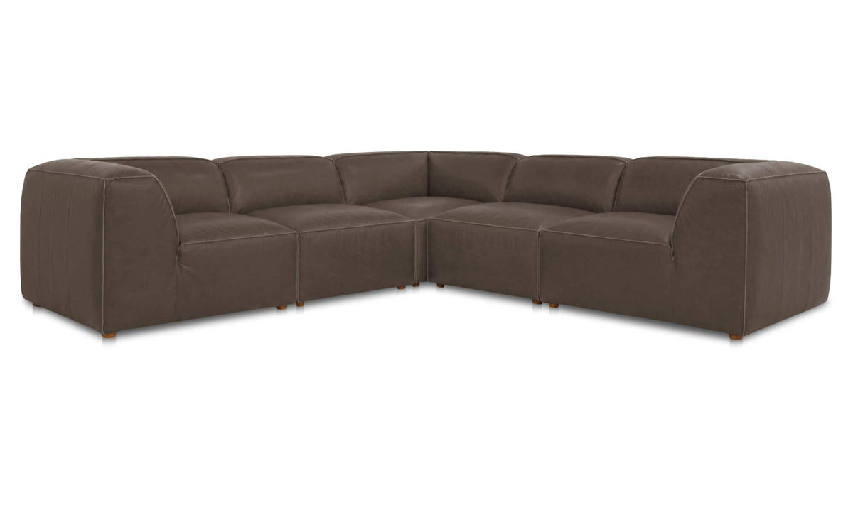 Form Classic L-Shaped Modular Sectional Slate Brown Leather by Moe's Home Collection - view 4