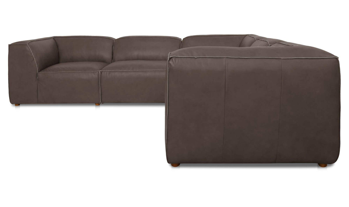 Form Classic L-Shaped Modular Sectional Slate Brown Leather by Moe's Home Collection - view 2