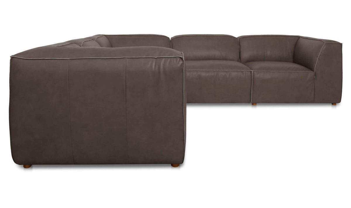 Form Classic L-Shaped Modular Sectional Slate Brown Leather by Moe's Home Collection - view 5