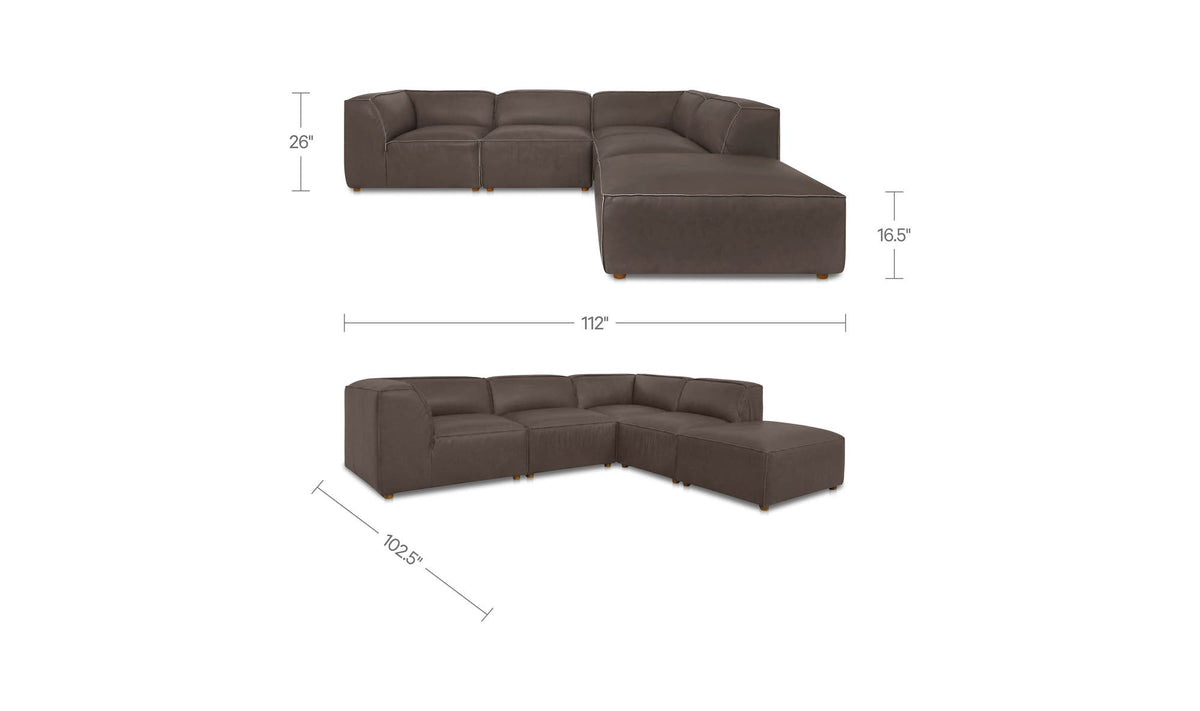 Form Dream Modular Sectional Slate Brown Leather by Moe's Home Collection - view 8
