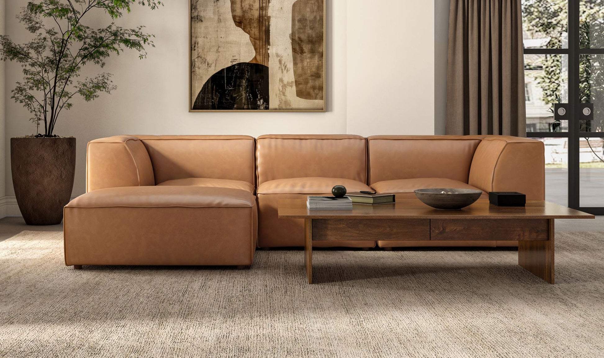 Form Dream Modular Sectional Sonoran Tan Leather by Moe's Home Collection - view 6