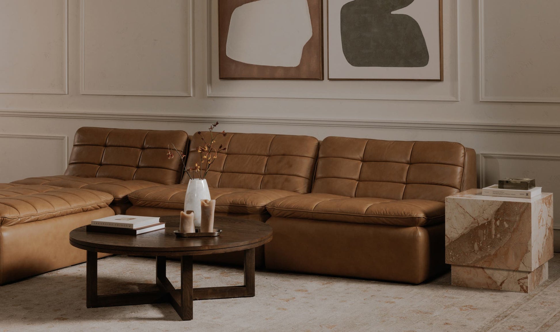 Lino Slipper Chair Tan Leather by Moe's Home Collection - view 9