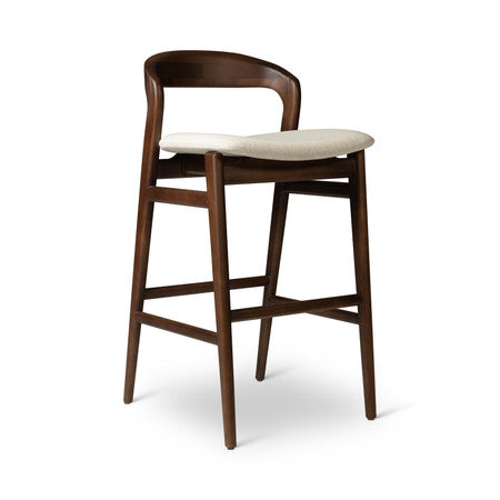 Modern Brazilian Velma Bar Stool Medley Ivory Seat - Nogal Frame