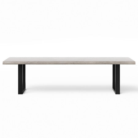 Brooks Dining Table U Base 40" x 116" Sandblasted Grey Top - Black Base
