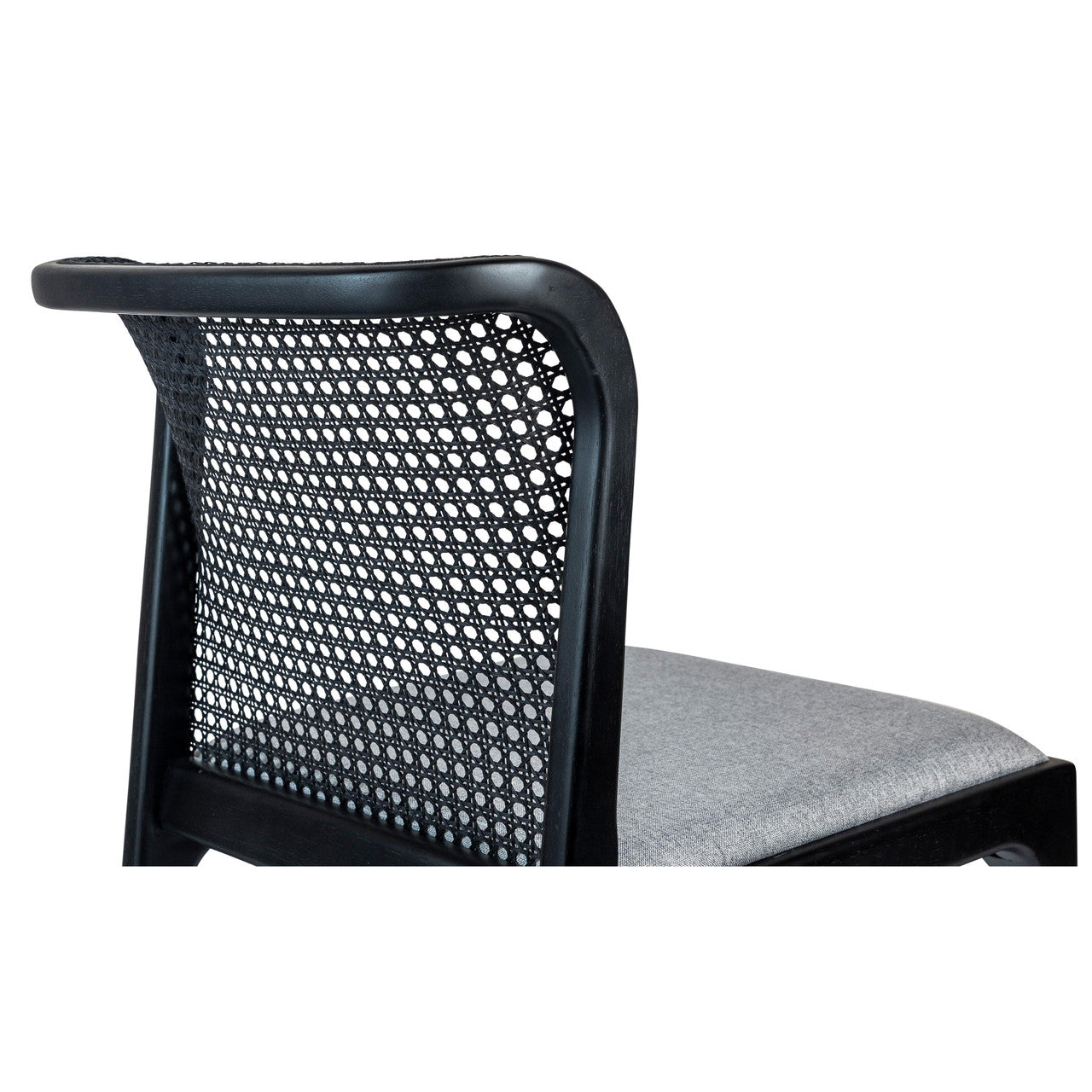 Modern Brazilian - Eloa - Cane Side Chair - Essence Grey Seat - Ebano Frame - Ebano Cane Webbing