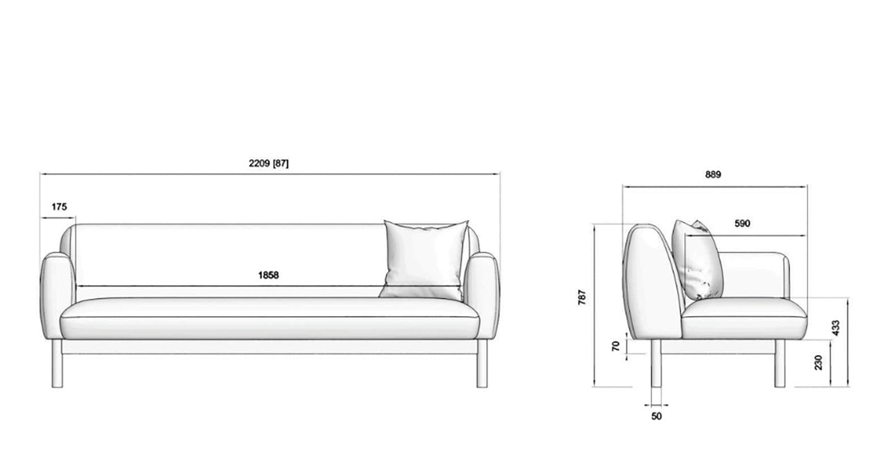 Metro - Tulum 3 Seater Sofa - Light Gray
