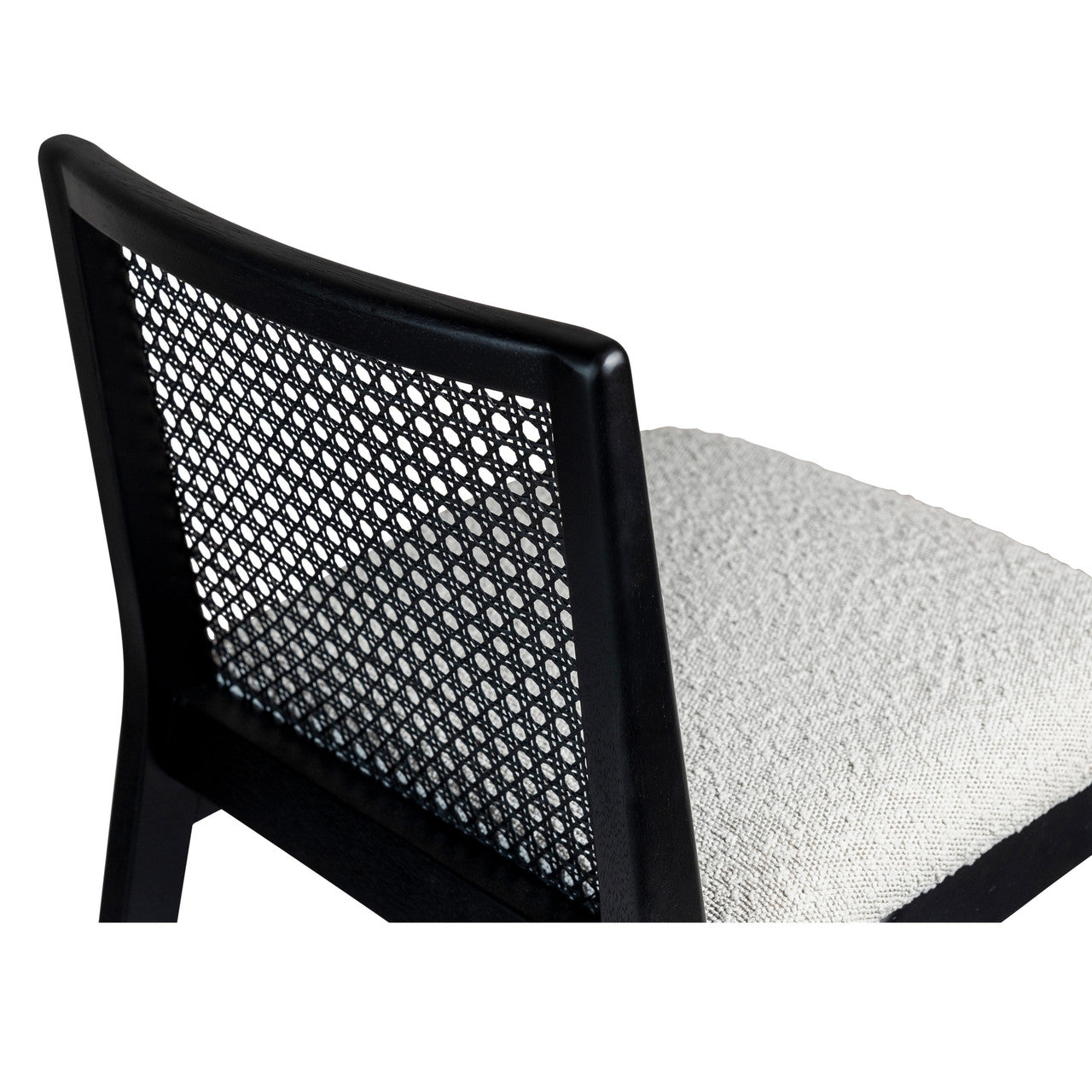 Modern Brazilian - Nardia - Cane Bar Stool - Bouclé Crafted Glaze Seat - Ebano Frame - Ebano Cane Webbing