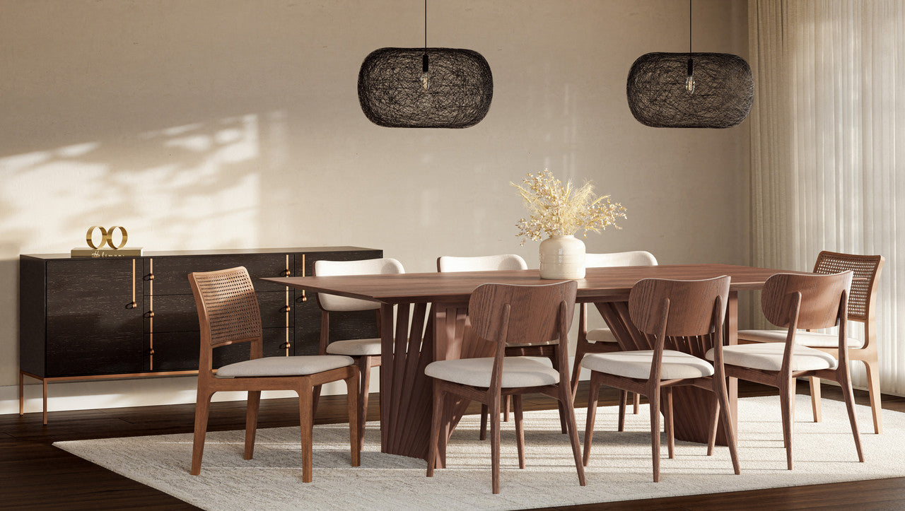 Modern Brazilian - Laguna - Wooden Top Dining Table - Nogal Frame