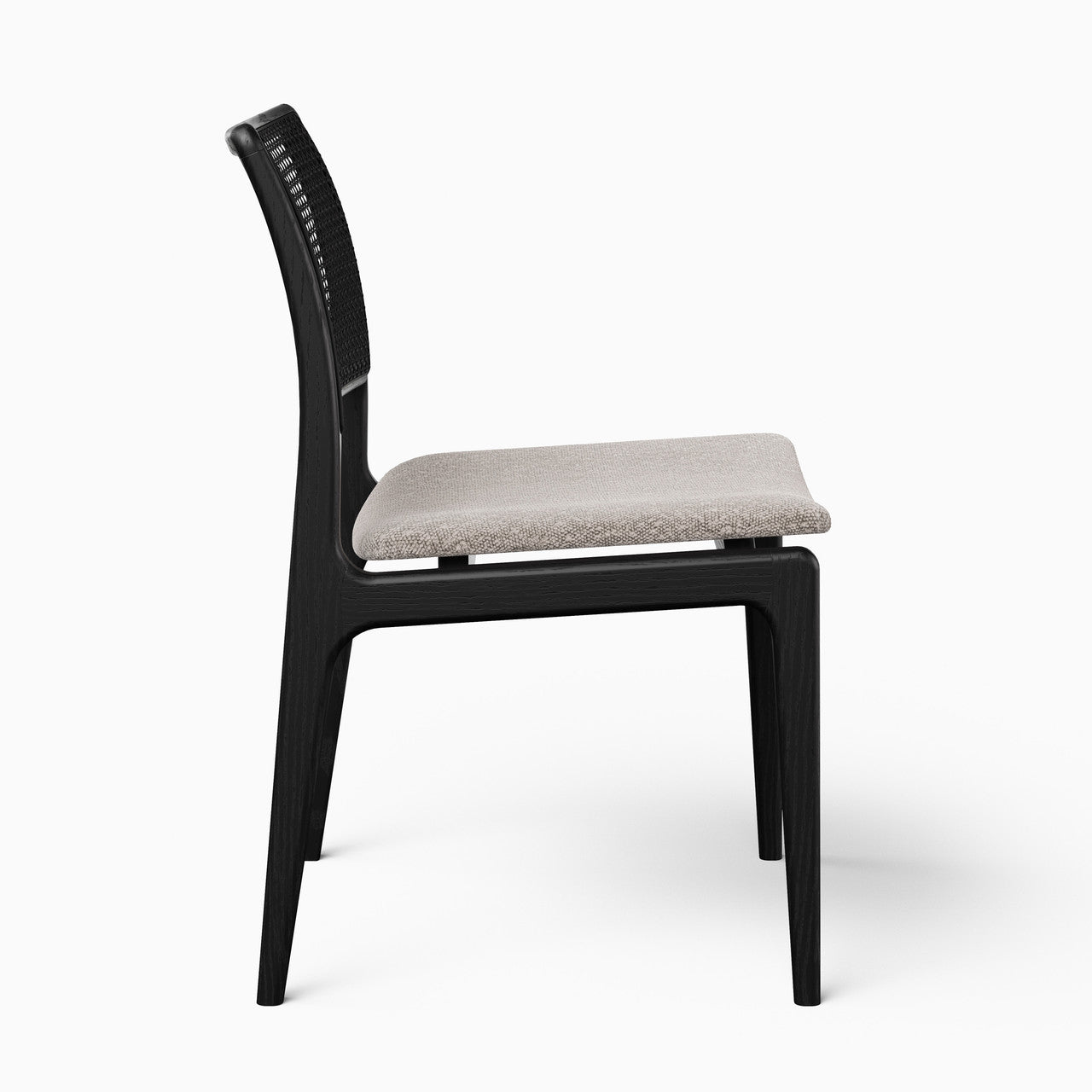 Modern Brazilian - Charlotte - Cane Side Chair - Bouclé Crafted Glaze Seat - Ebano Frame - Ebano Cane Webbing