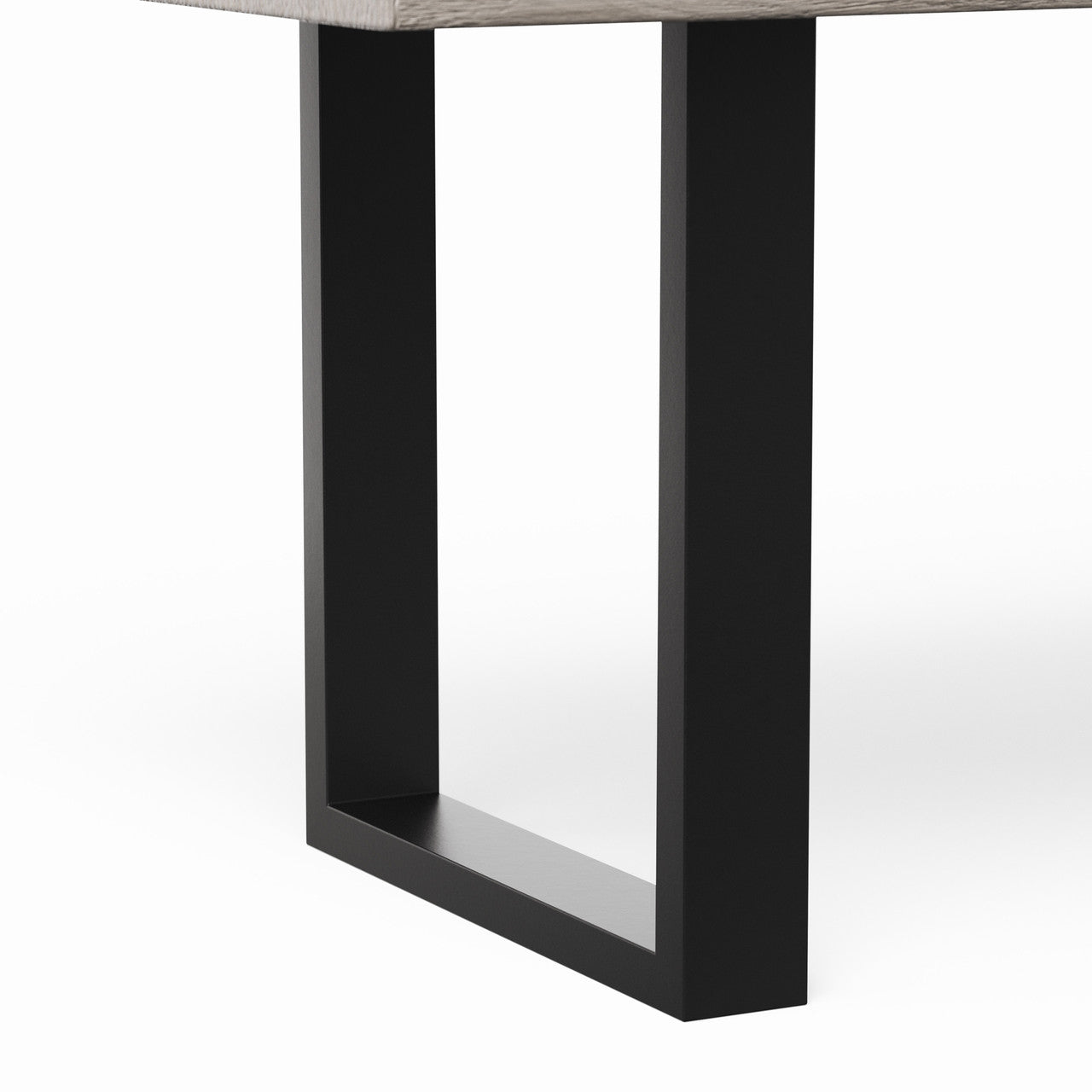 Brooks - Dining Table - U Base - 40" x 116" - Sandblasted Grey Top - Black Base