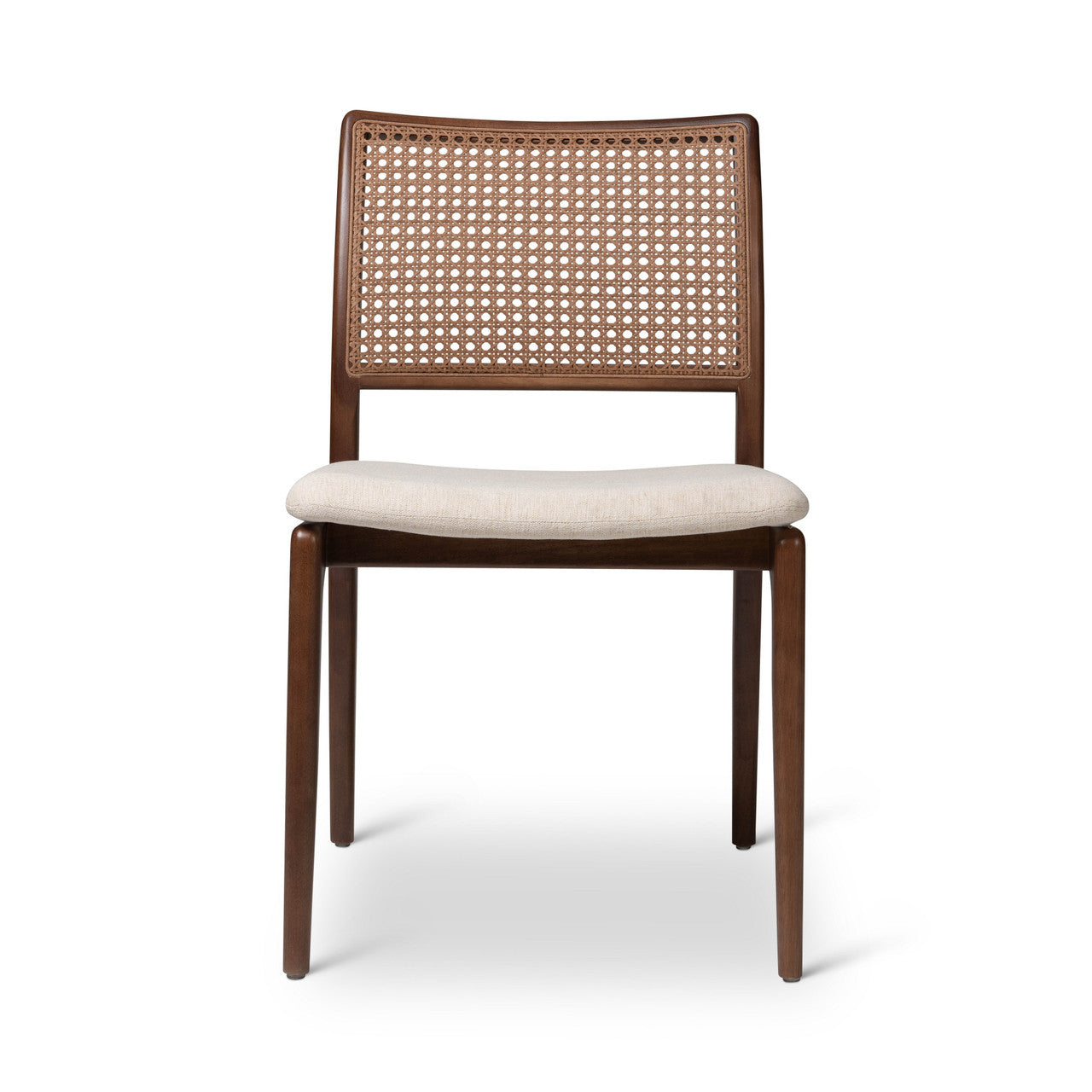 Modern Brazilian - Charlotte - Cane Side Chair - Medley Ivory Seat - Nogal Frame - Nogal Cane Webbing