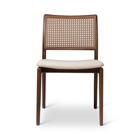 Modern Brazilian Charlotte Cane Side Chair Medley Ivory Seat Nogal Frame - Nogal Cane Webbing