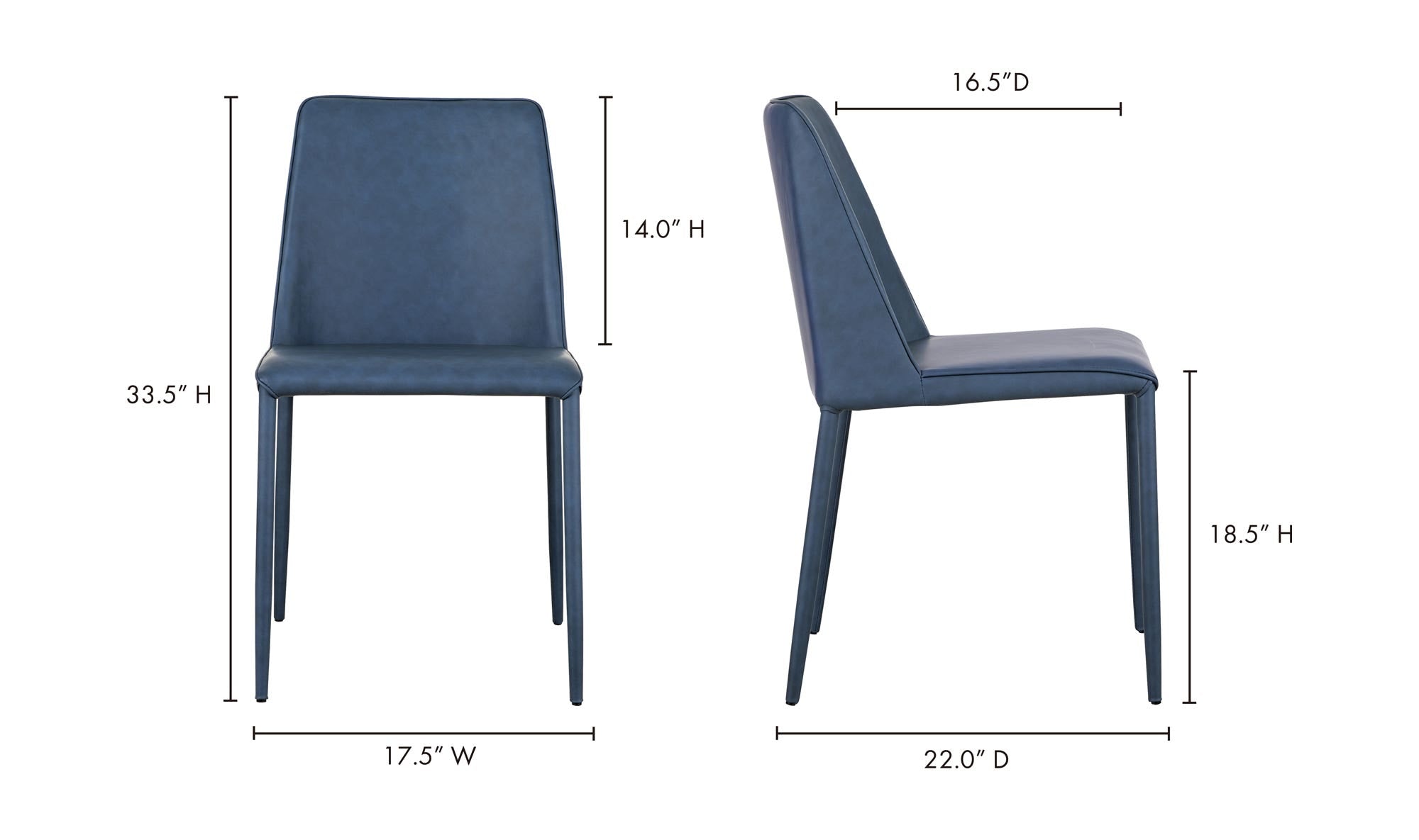 Nora Dining Chair Ocean Cavern Grey Vegan Leather - Set Of Two by Moe's Home Collection - view 21