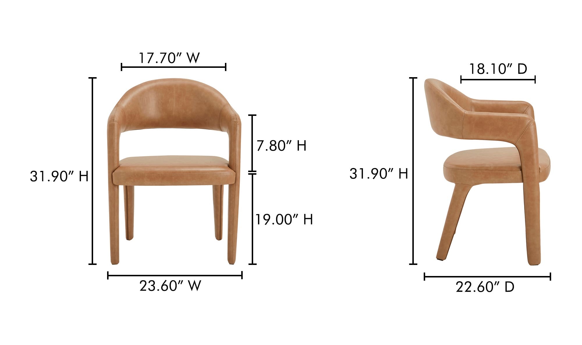 Martens Dining Chair Brown Leather by Moe's Home Collection - view 9
