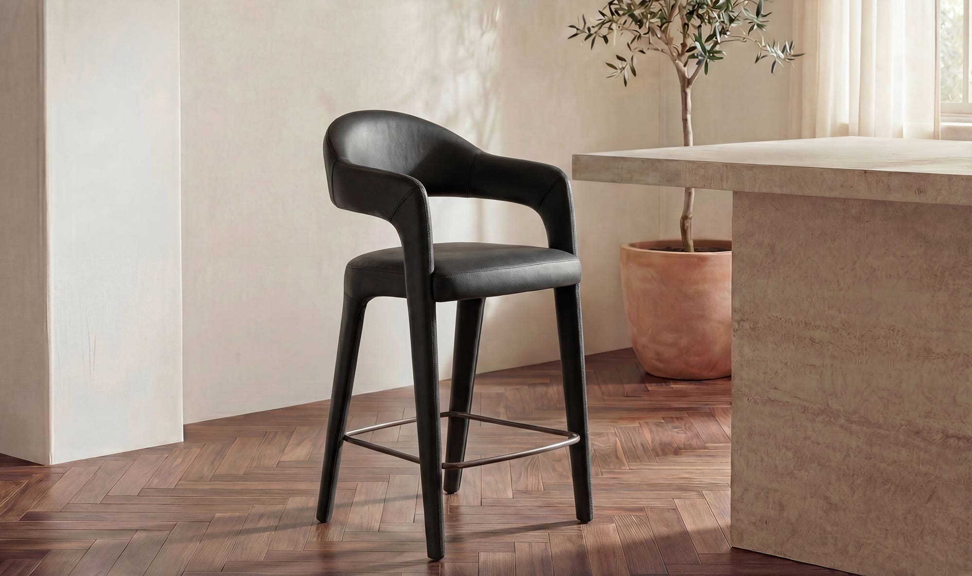 Martens Counter Stool Black Leather by Moe's Home Collection - view 5
