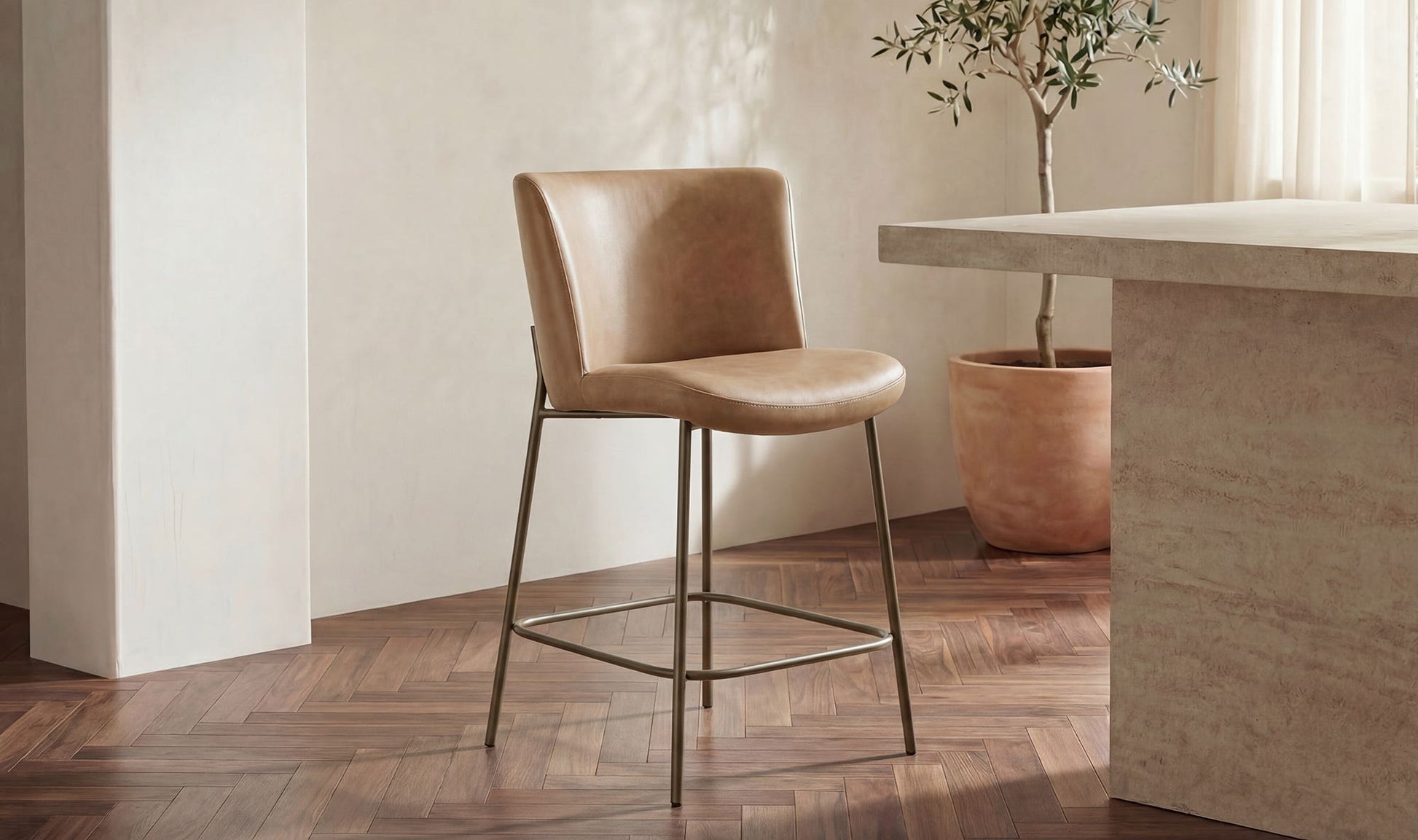 Early Counter Stool Tan Leather by Moe's Home Collection - view 5