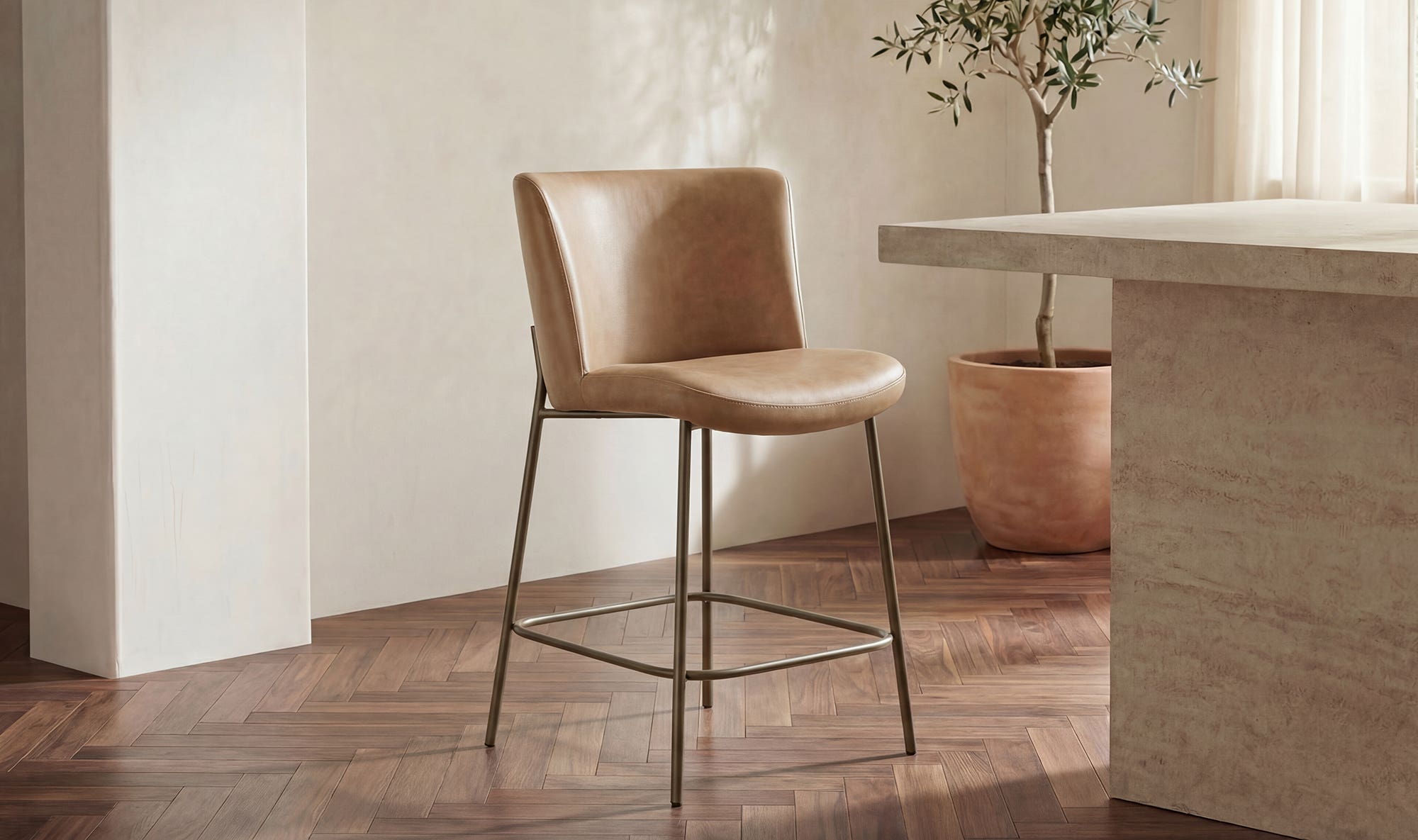 Early Counter Stool Tan Leather by Moe's Home Collection - view 5
