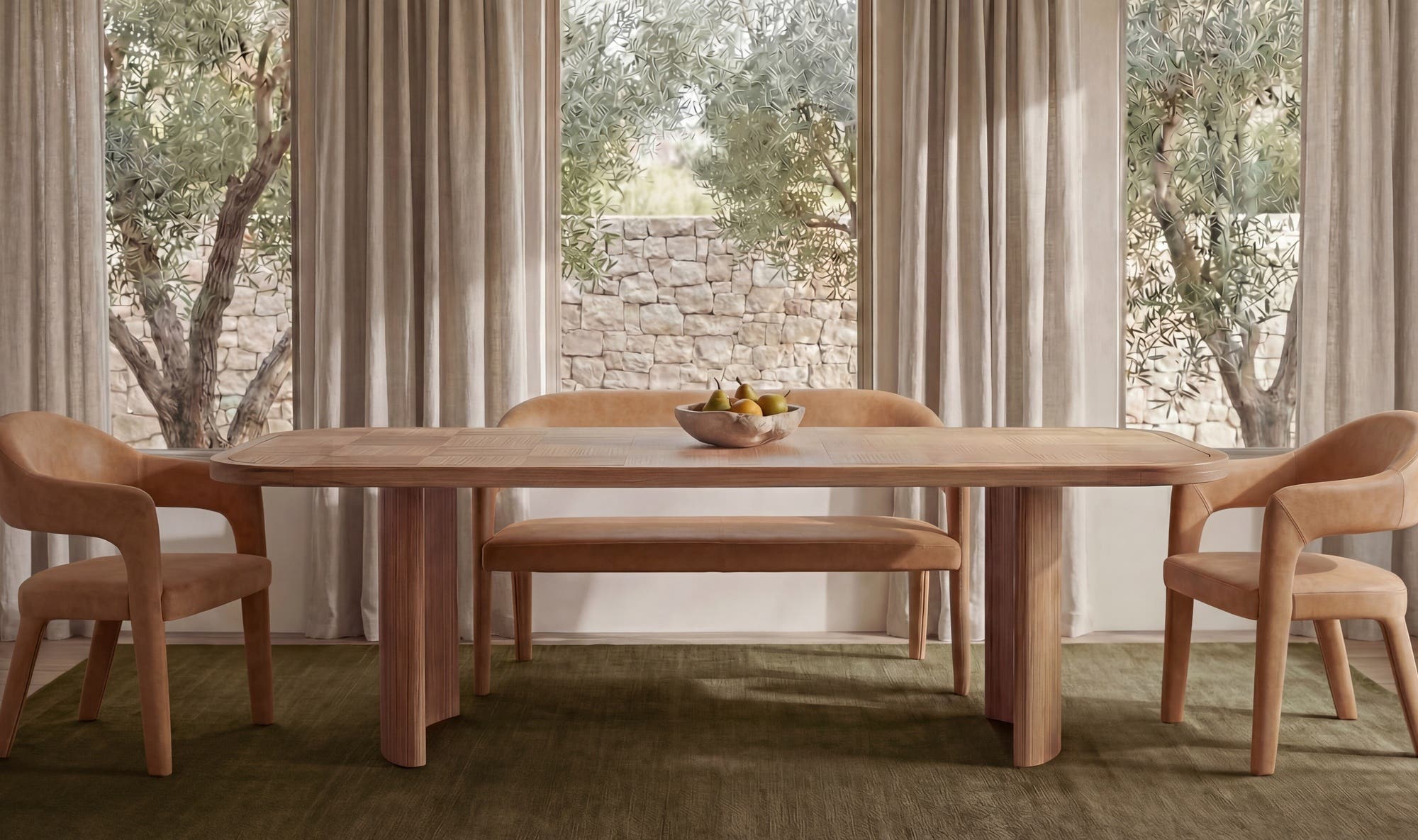 Martens Dining Bench Tan Leather by Moe's Home Collection - view 4