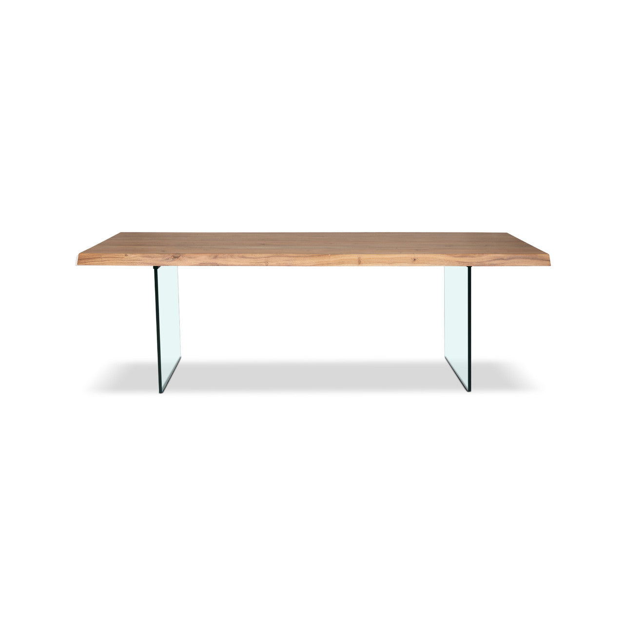Brooks - Dining Table - Glass Base - 40" x 116" - Teak Top - Clear Glass Base