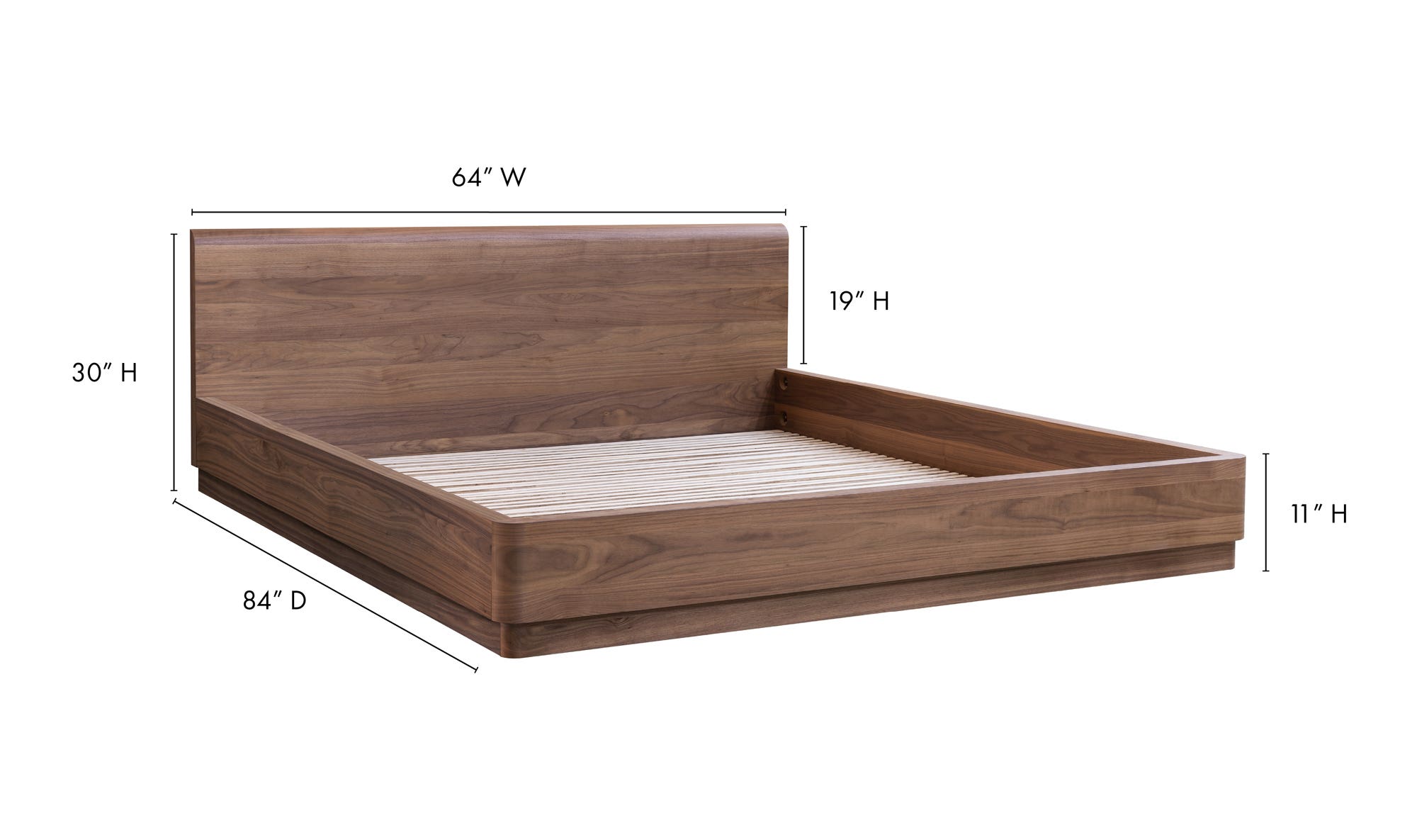 Round Off Queen Bed Walnut Brown by Moe's Home Collection - view 17