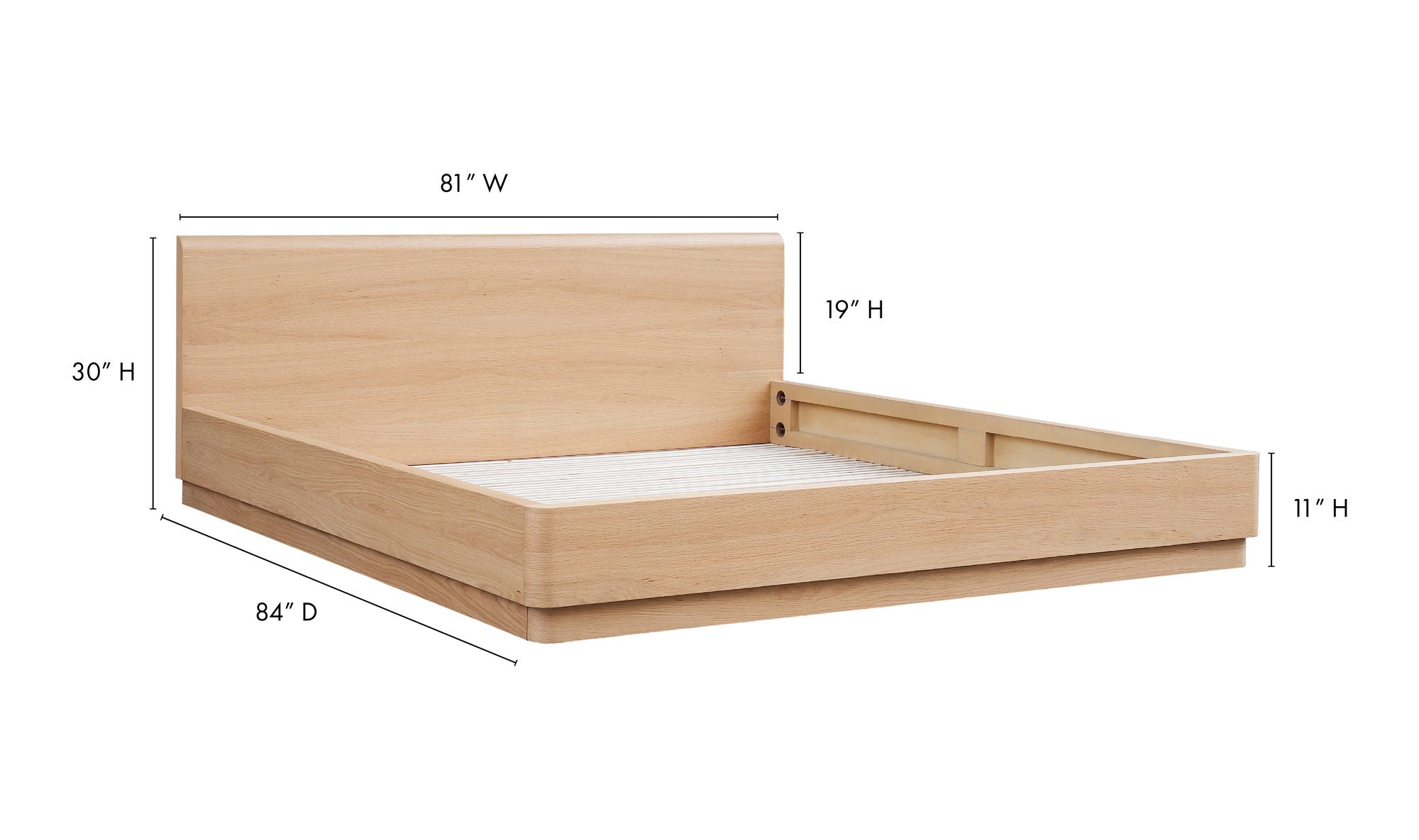 Round Off King Bed Light Oak Brown by Moe's Home Collection - view 14