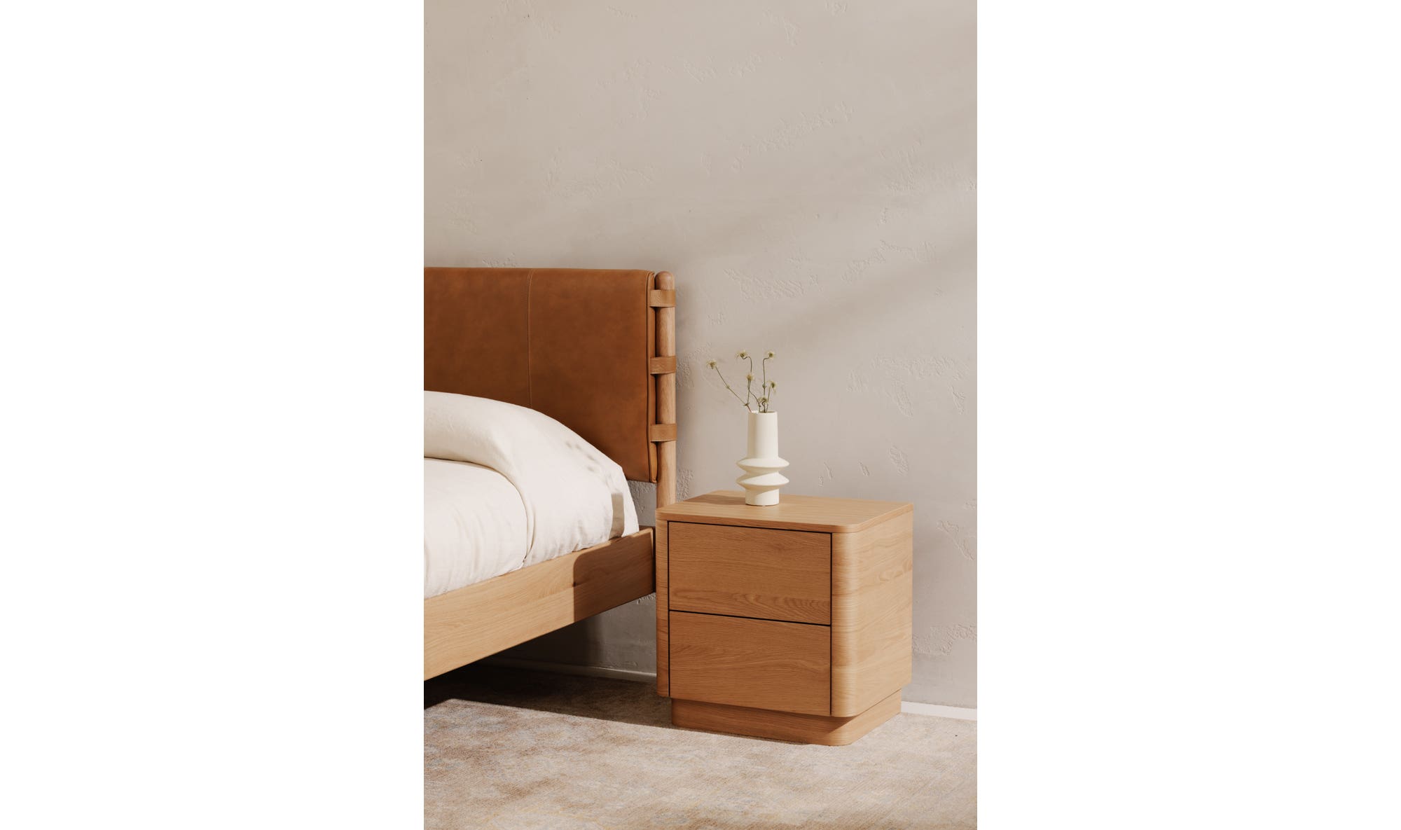 Round Off Tall Nightstand Natural Oak by Moe's Home Collection - view 7