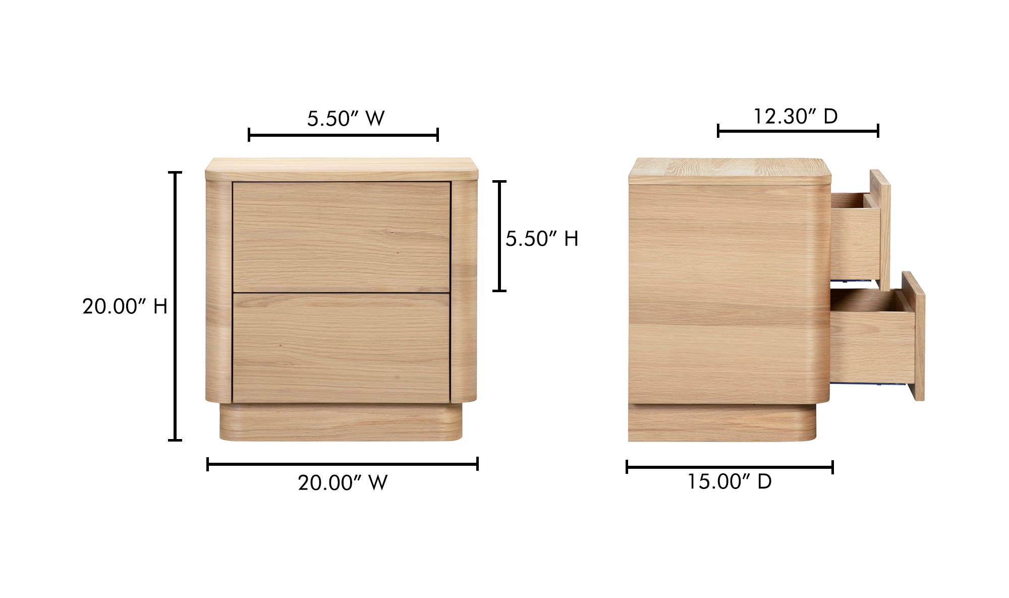 Round Off Tall Nightstand Natural Oak by Moe's Home Collection - view 15