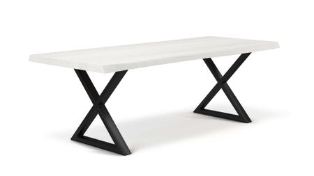 Brooks Dining Table X Base 40" x 79" White Wash Top - Black Base