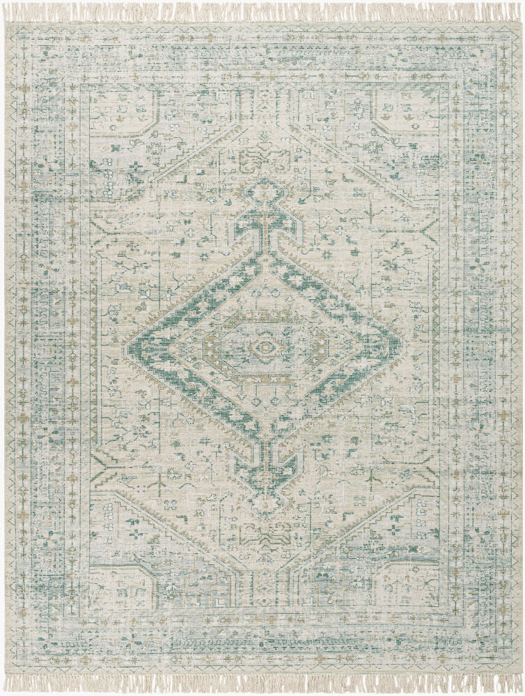 Zainab Dark Green/White Handmade Rug ZAI-2303 - 2' x 3'